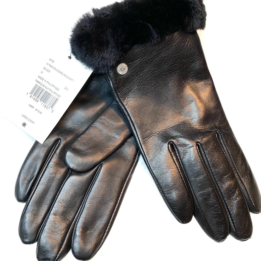 UGG Cuffed Leather Gloves NWT - Picture 3 of 5